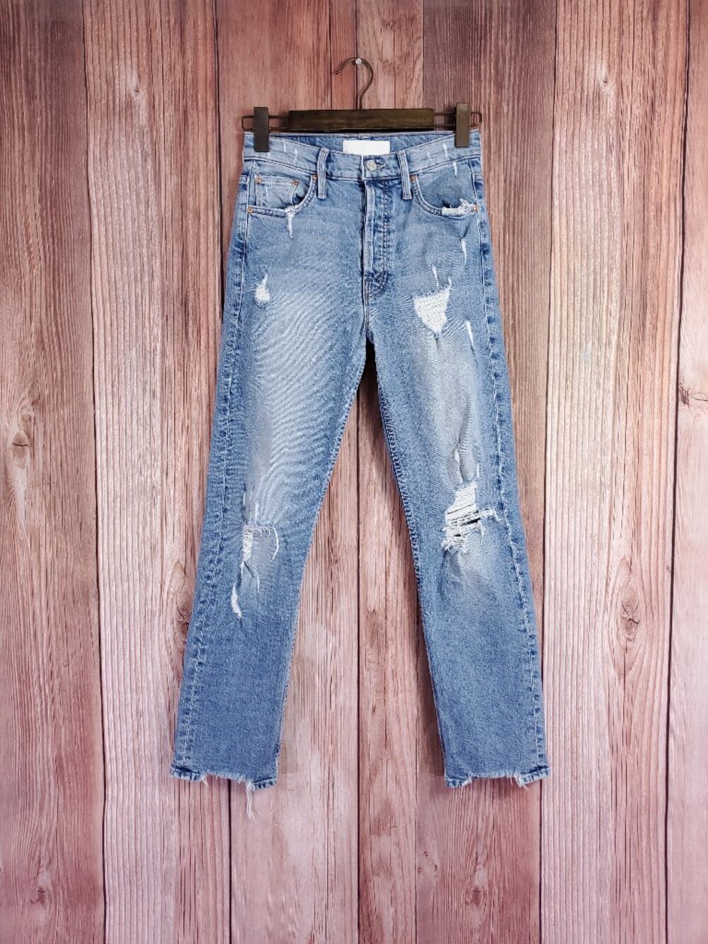 Mother Superior The Tomcat Ankle Quite Contrary Jeans Womens 25 Distressed Denim